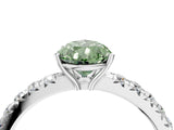 White gold Fancy Green Pear Cut Diamond Pavé Solitaire Engagement Ring with Four-Prong Setting_115