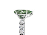 White gold Fancy Green Pear Cut Diamond Pavé Solitaire Engagement Ring with Four-Prong Setting_116