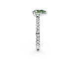 White gold Fancy Green Pear Cut Diamond Pavé Solitaire Ring with Round Band and Prong Setting_14