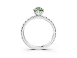 White gold Fancy Green Pear Cut Diamond Pavé Solitaire Ring with Round Band and Prong Setting_15