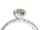White gold Fancy Green Pear Cut Diamond Pavé Solitaire Ring with Round Band and Prong Setting_16