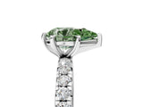 White gold Fancy Green Pear Cut Diamond Pavé Solitaire Ring with Round Band and Prong Setting_17