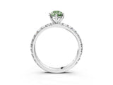 White gold Fancy Green Pear Cut Diamond Pavé Solitaire Ring with Round Band and Prong Setting_39