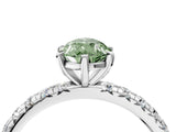 White gold Fancy Green Pear Cut Diamond Pavé Solitaire Ring with Round Band and Prong Setting_40