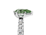 White gold Fancy Green Pear Cut Diamond Pavé Solitaire Ring with Round Band and Prong Setting_41