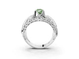 White gold Fancy Green Pear Cut Diamond Pave Art Deco Split Shank Ring with Four-Prong Setting_3