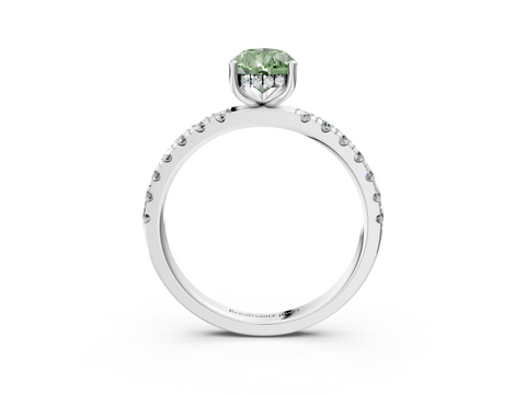 White gold Fancy Green Pear  Cut Diamond Pave Band Solitaire Ring with Four-Prong Setting_27