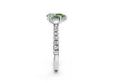 White gold Fancy Green Pear Cut Diamond Pave Band Solitaire Ring with Round  and Prong Setting_121