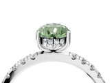 White gold Fancy Green Pear Cut Diamond Pave Band Solitaire Ring with Round  and Prong Setting_122