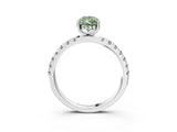 White gold Fancy Green Pear Cut Diamond Pave Band Solitaire Ring with Round  and Prong Setting_122
