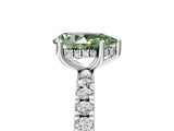 White gold Fancy Green Pear Cut Diamond Pave Band Solitaire Ring with Round  and Prong Setting_124