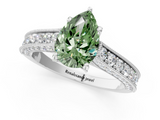 White gold Fancy Green Pear  Cut Diamond Pave Band with Four-Prong Setting_36
