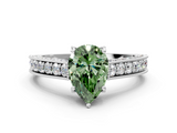 White gold Fancy Green Pear  Cut Diamond Pave Band with Four-Prong Setting_37