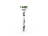 White gold Fancy Green Pear  Cut Diamond Ring with Baguette Side Stones, Channel Set Band, and Four-Prong Setting_5