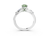 White gold Fancy Green Pear  Cut Diamond Ring with Baguette Side Stones, Channel Set Band, and Four-Prong Setting_6