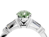 White gold Fancy Green Pear  Cut Diamond Ring with Baguette Side Stones, Channel Set Band, and Four-Prong Setting_7
