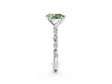 White gold Fancy Green Pear Cut Diamond Ring with Marquise and Round  Side Stones and Four-Prong Setting_66