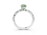 White gold Fancy Green Pear Cut Diamond Ring with Marquise and Round  Side Stones and Four-Prong Setting_67