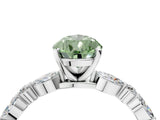 White gold Fancy Green Pear Cut Diamond Ring with Marquise and Round  Side Stones and Four-Prong Setting_68