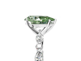 White gold Fancy Green Pear Cut Diamond Ring with Marquise and Round  Side Stones and Four-Prong Setting_69