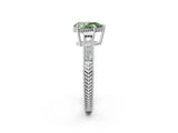 White gold Fancy Green Pear Cut Diamond Ring with Milgrain Pavé Band and Four-Prong Setting_34