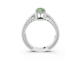 White gold Fancy Green Pear Cut Diamond Ring with Milgrain Pavé Band and Four-Prong Setting_35