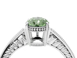 White gold Fancy Green Pear Cut Diamond Ring with Milgrain Pavé Band and Four-Prong Setting_36