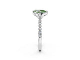 White gold Fancy Green Pear Cut Diamond Ring with Pavé Band and Floral Prong Setting_41