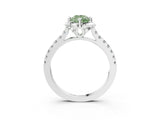 White gold Fancy Green Pear Cut Diamond Ring with Pavé Band and Floral Prong Setting_42