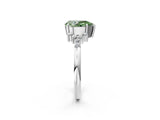 White gold Fancy Green Pear Cut Diamond Ring with Side Stones and Four-Prong Setting_195