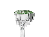White gold Fancy Green Pear Cut Diamond Ring with Side Stones and Four-Prong Setting_198
