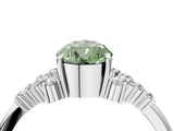 White gold Fancy Green Pear Cut Diamond Ring with Side Stones and Four-Prong Setting_207