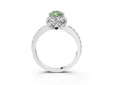 White gold Fancy Green Pear Cut Diamond Scalloped Halo Engagement Ring with Round Shared Prong Band_16