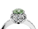 White gold Fancy Green Pear Cut Diamond Scalloped Halo Engagement Ring with Round Shared Prong Band_17