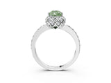 White gold Fancy Green Pear Cut Diamond Scalloped Halo Engagement Ring with Round Shared Prong Band_46