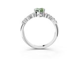 White gold Fancy Green Pear Cut Diamond Scattered Round Accent Ring with Prong Setting_15