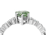 White gold Fancy Green Pear Cut Diamond Scattered Round Accent Ring with Prong Setting_16