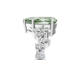 White gold Fancy Green Pear Cut Diamond Scattered Round Accent Ring with Prong Setting_17