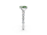 White gold Fancy Green Pear Cut Diamond Side Stone Solitaire Ring with Round  and Four-Prong Setting_14