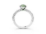 White gold Fancy Green Pear Cut Diamond Side Stone Solitaire Ring with Round  and Four-Prong Setting_15