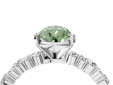White gold Fancy Green Pear Cut Diamond Side Stone Solitaire Ring with Round  and Four-Prong Setting_16