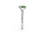 White gold Fancy Green Pear Cut Diamond Side Stone Solitaire Ring with Round  and Four-Prong Setting_177