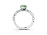 White gold Fancy Green Pear Cut Diamond Side Stone Solitaire Ring with Round  and Four-Prong Setting_180