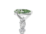 White gold Fancy Green Pear Cut Diamond Side Stone Solitaire Ring with Round  and Four-Prong Setting_180