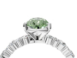 White gold Fancy Green Pear Cut Diamond Side Stone Solitaire Ring with Round  and Four-Prong Setting_183