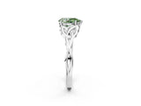 White gold Fancy Green Pear Cut Diamond Solitaire Celtic Knot Ring with Four-Prong Setting_108