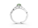 White gold Fancy Green Pear Cut Diamond Solitaire Celtic Knot Ring with Four-Prong Setting_109