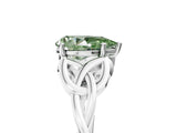 White gold Fancy Green Pear Cut Diamond Solitaire Celtic Knot Ring with Four-Prong Setting_110