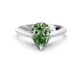 White gold Fancy Green Pear Cut Diamond Solitaire Engagement Ring with Cathedral Setting and Four-Prong Mount_158