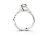 White gold Fancy Green Pear Cut Diamond Solitaire Engagement Ring with Cathedral Setting and Four-Prong Mount_161